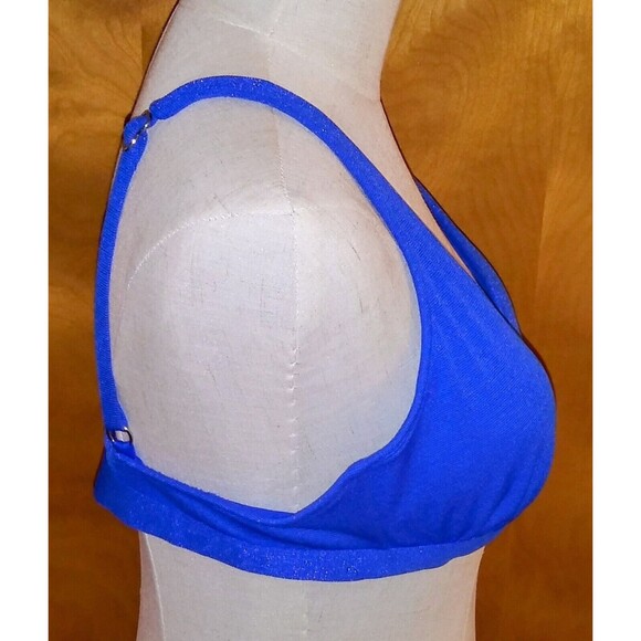 Xhilaration Women's Juniors' Swim Metallic Bralette Bikini Top, Blue Adjustable - Picture 5 of 16